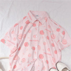 Vintage Peach Fruits Printed Shirt