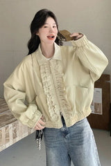Long Sleeve Sweet Ruffled Cargo Jacket