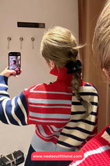 Long Sleeve Cropped Striped Turtleneck Sweater