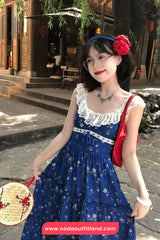 Sexy Cute Floral Pattern Beach Vacation Long Dress
