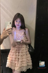 Cute V-Neck Sweet Ruffles Mini Dress