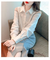 Long Sleeve Cut Shoulder Blouse Shirt