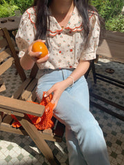 Retro Florals Peter Pan Collar Summer Shirt