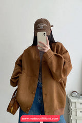 Long Sleeve Vintage Suede Coat Jacket