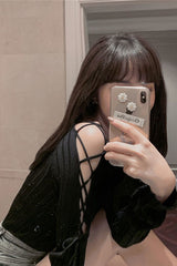 Long Sleeve Side Cropped Sexy Slim Shirt