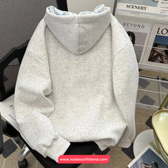 Long Sleeve Cute Plaid Bow Hooded Sweatshirt