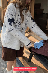 Long Sleeve Cute Dog Pattern Christmas Cardigan Sweater