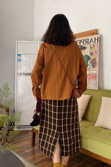 Long Sleeve Vintage Striped Blouse Shirts