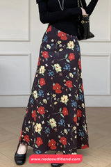 High Waist Retro Floral Long Elegant Skirts