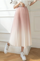 High Waist Pleated Gradient Colors Skirts