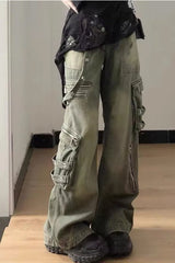 Loose Hip Hop Punk Retro Washed Cargo Jeans Pants