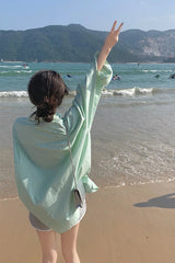 Long Sleeve Cute Light Colors Striped Blouse Shirt