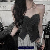 Sexy Irregular Strapless Denim Tube Tops