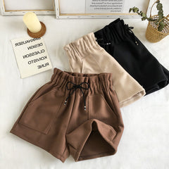 Wide Leg Woolen Casual Office Shorts