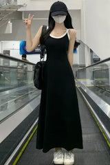 Loose Sleeveless Off Shoulder Long Dress