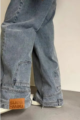 High Waist Reversed Style Jeans Pants