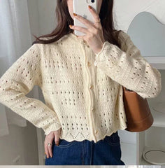 Hollow Out Slim Cardigan Sweater