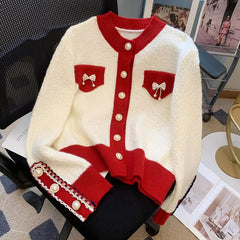 Long Sleeve Sweet Bow Elegant Cardigan Sweater