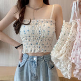 Floral Pattern Camisole Crop Tops
