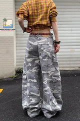 Loose Washed Camouflage Cargo Pockets Pants
