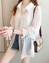 Loose Sweet Chiffon Thin Transparent Blouse Shirt