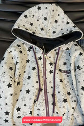 Loose Retro Stars Pattern Zipper Hoodie