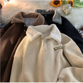 Vintage Lapel Collar Corduroy Sweatshirt