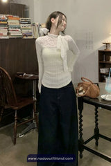 Long Sleeve Sling Lace Neck Style Elegant Shirt