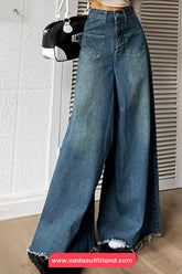 High Waist Loose Tassel Wide Leg Jeans Pants