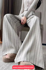 High Waist Loose Elegant Striped Office Pants