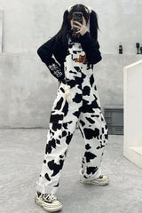 Cow Pattern Casual Long Jumpsuits