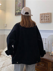 Loose Retro Black Jeans Jacket