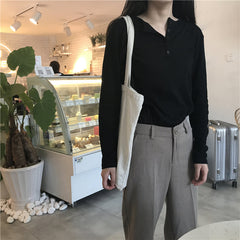 Long Sleeve Basic Colors Simple Shirt