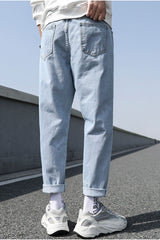 High Waist Long Slim Men Jeans Pants