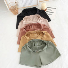 High Waist Cute Belt Office Mini Shorts Pants