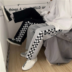 Hip Hop Loose Side Checkered Long Pants