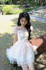 Short Sleeve Vintage Floral Mini Dress