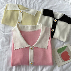 Daisy Button Loose Knitted Slim Shirt