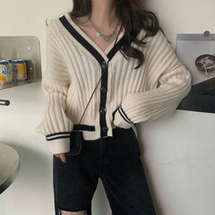 V-Neck Knitted Slim Cardigan Sweater