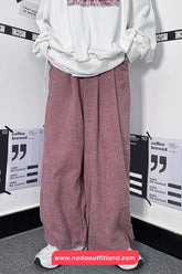 Loose Solid Corduroy Wide Leg Sweatpants