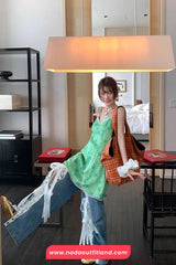 Cute Bow Lace Patchwork Wide Leg Jeans Pants