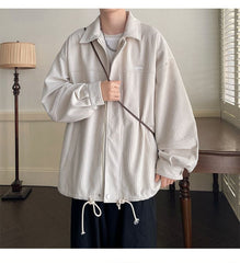 Loose Turn Down Collar Zipper Corduroy MEN Jacket