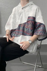 Retro Ethnic Oversized Hooded Shirt �Vintage Streetwear Statement Piece