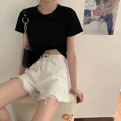 High Waist Ripped Shorts Jeans