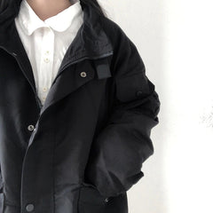 Loose Long Sleeve Solid Cargo Pockets Jacket