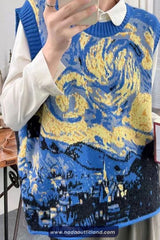 Loose Legendary Painting Sleeveless Vest Sweater