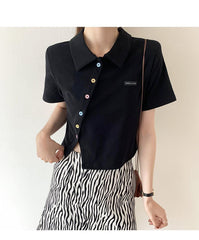 Short Sleeve Irregular Button Shirt