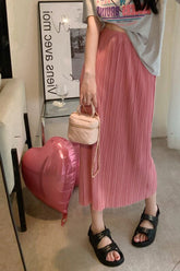 High Waist Split Pleated Long Skirts