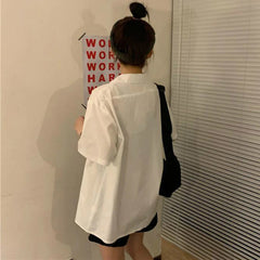 Short Sleeve Loose Basic Blouse Shirt