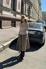 High Waist Irregular A-Line Casual Plaid Skirts